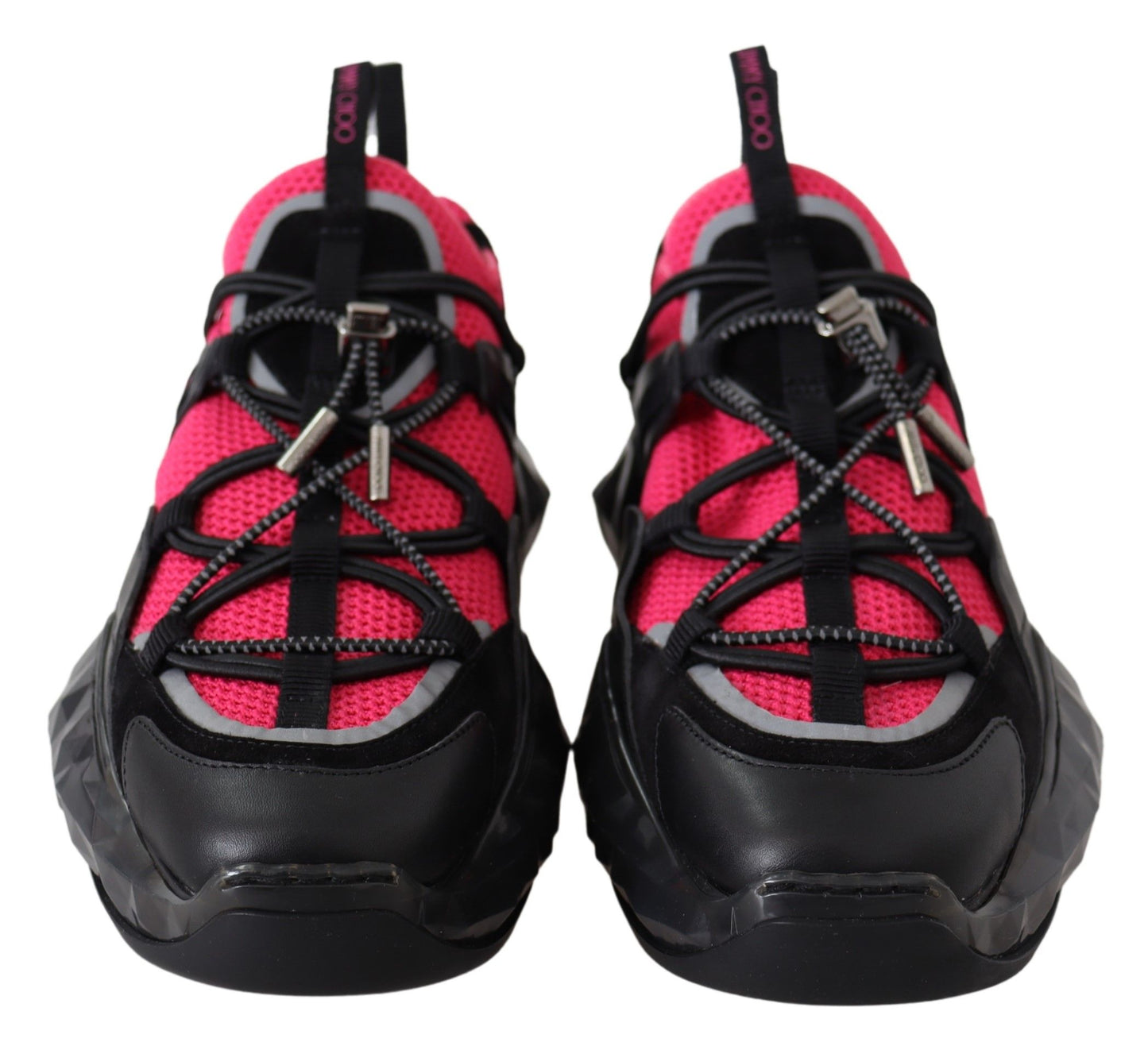 - Electric Elegance Leather Mesh Sneakers