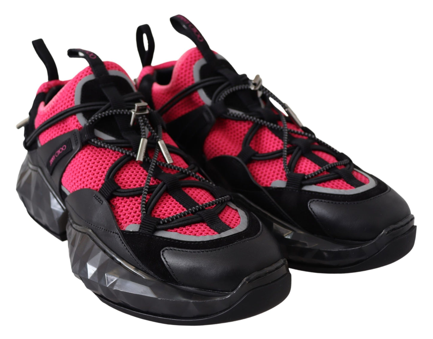 - Electric Elegance Leather Mesh Sneakers