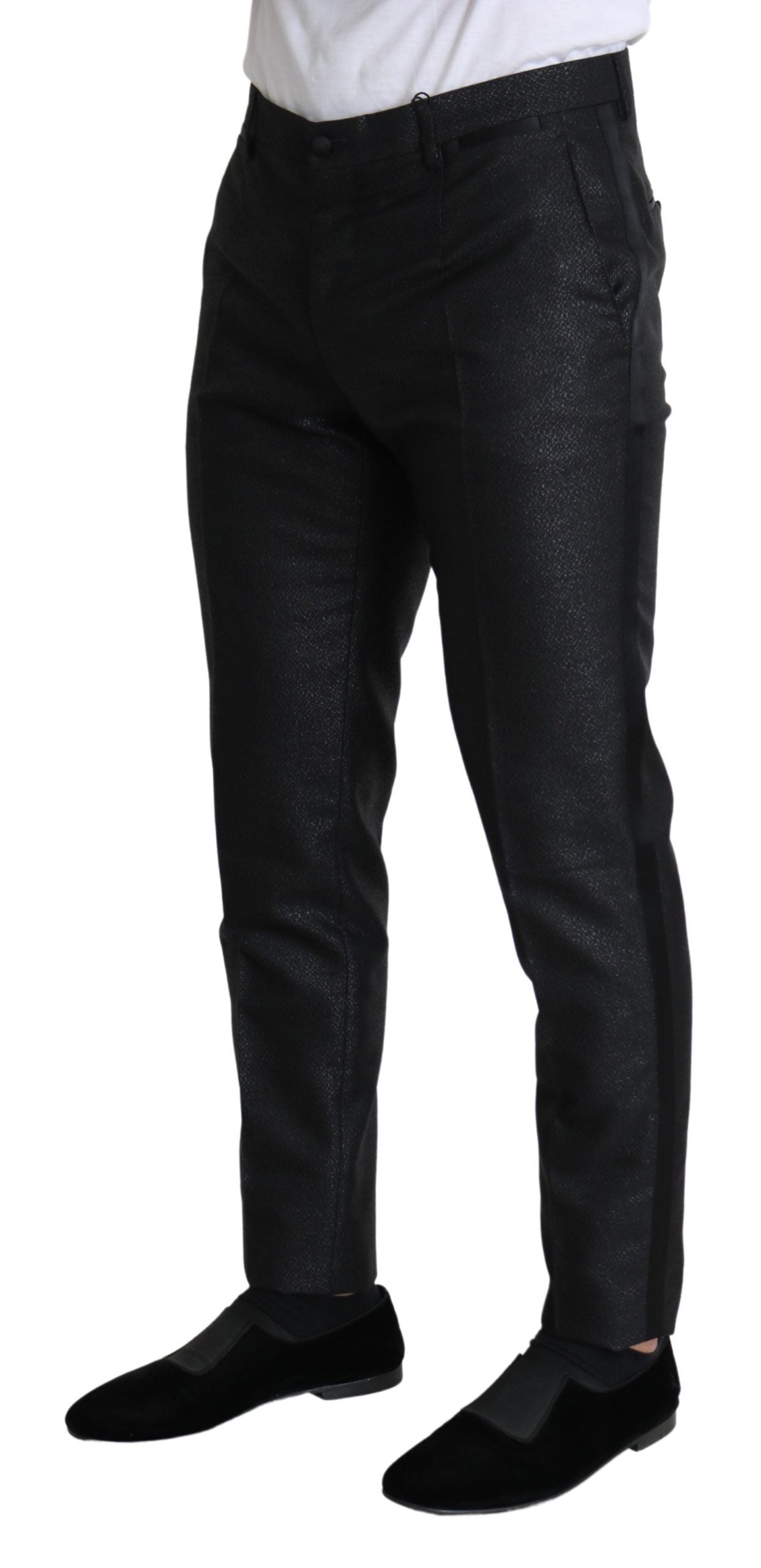 - Elegant Metallic Black Dress Pants