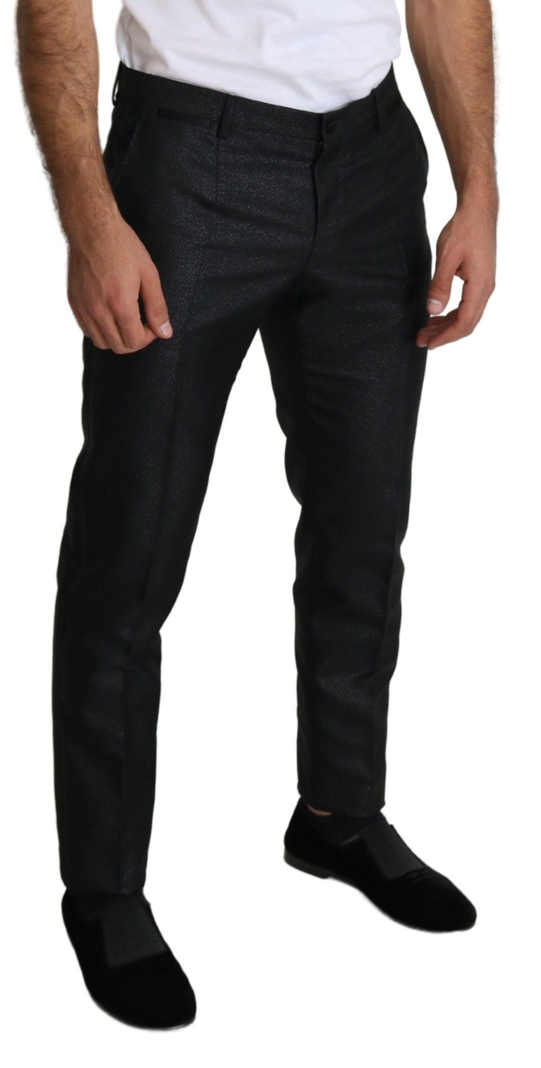 - Elegant Metallic Black Dress Pants