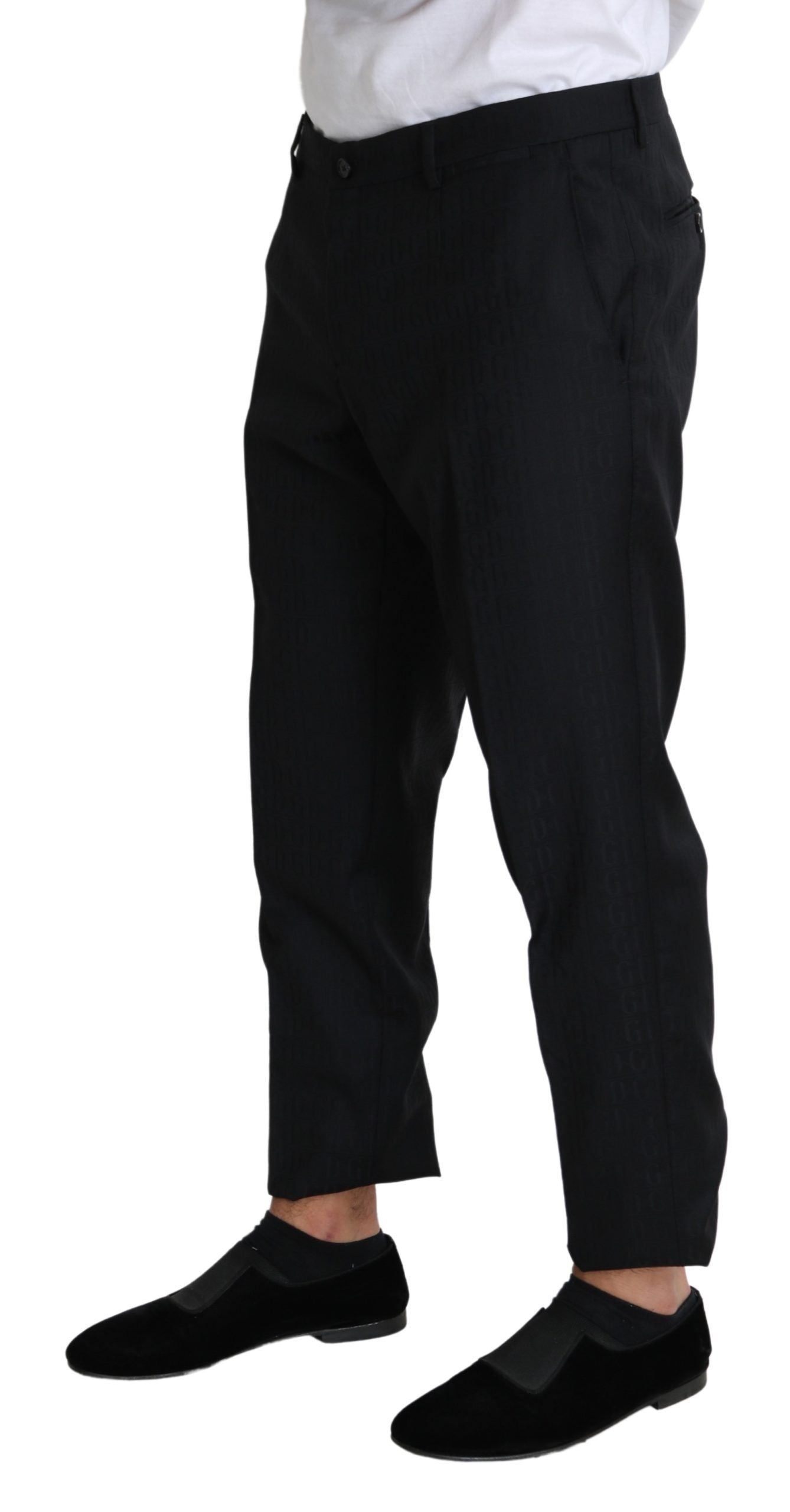- Elegant Black Virgin Wool Cropped Pants