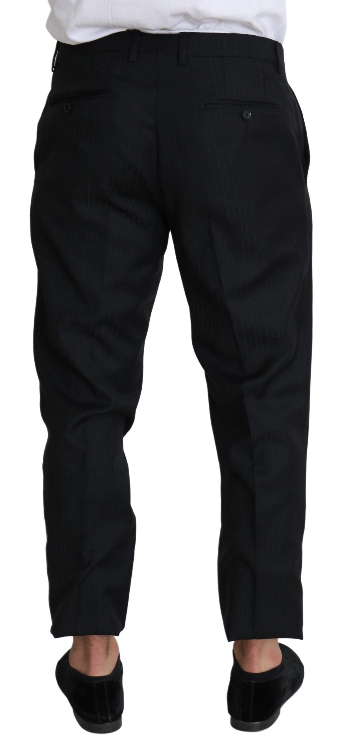 - Elegant Black Virgin Wool Cropped Pants