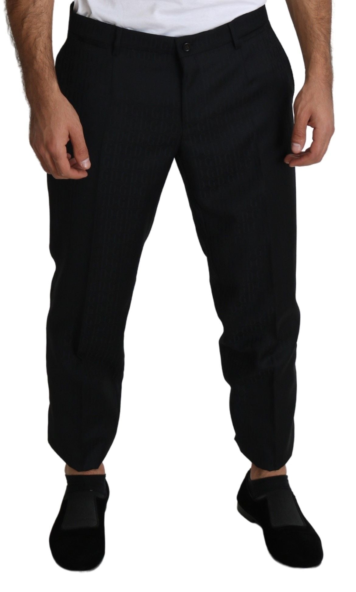 - Elegant Black Virgin Wool Cropped Pants
