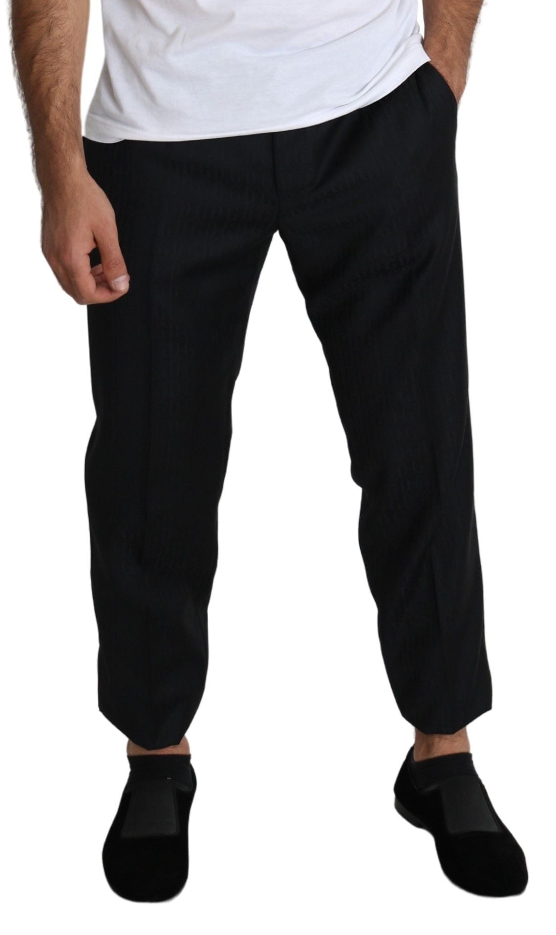 - Elegant Black Virgin Wool Cropped Pants