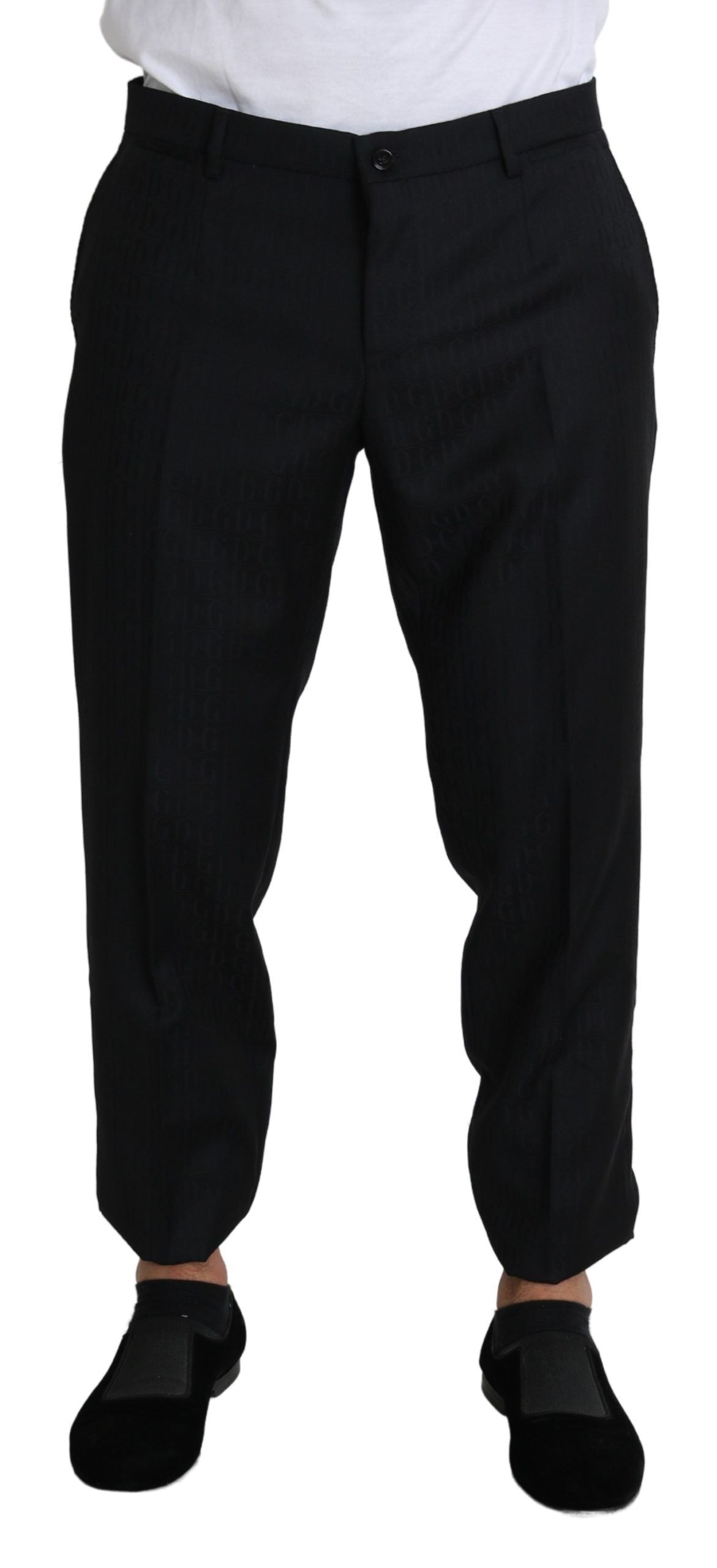 - Elegant Black Virgin Wool Cropped Pants