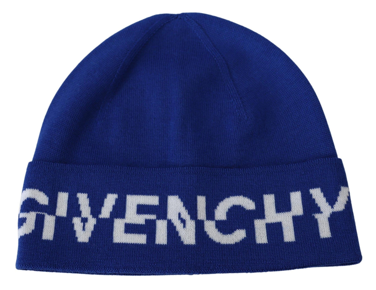- Chic Unisex Cobalt Wool Beanie with Logo Detail
