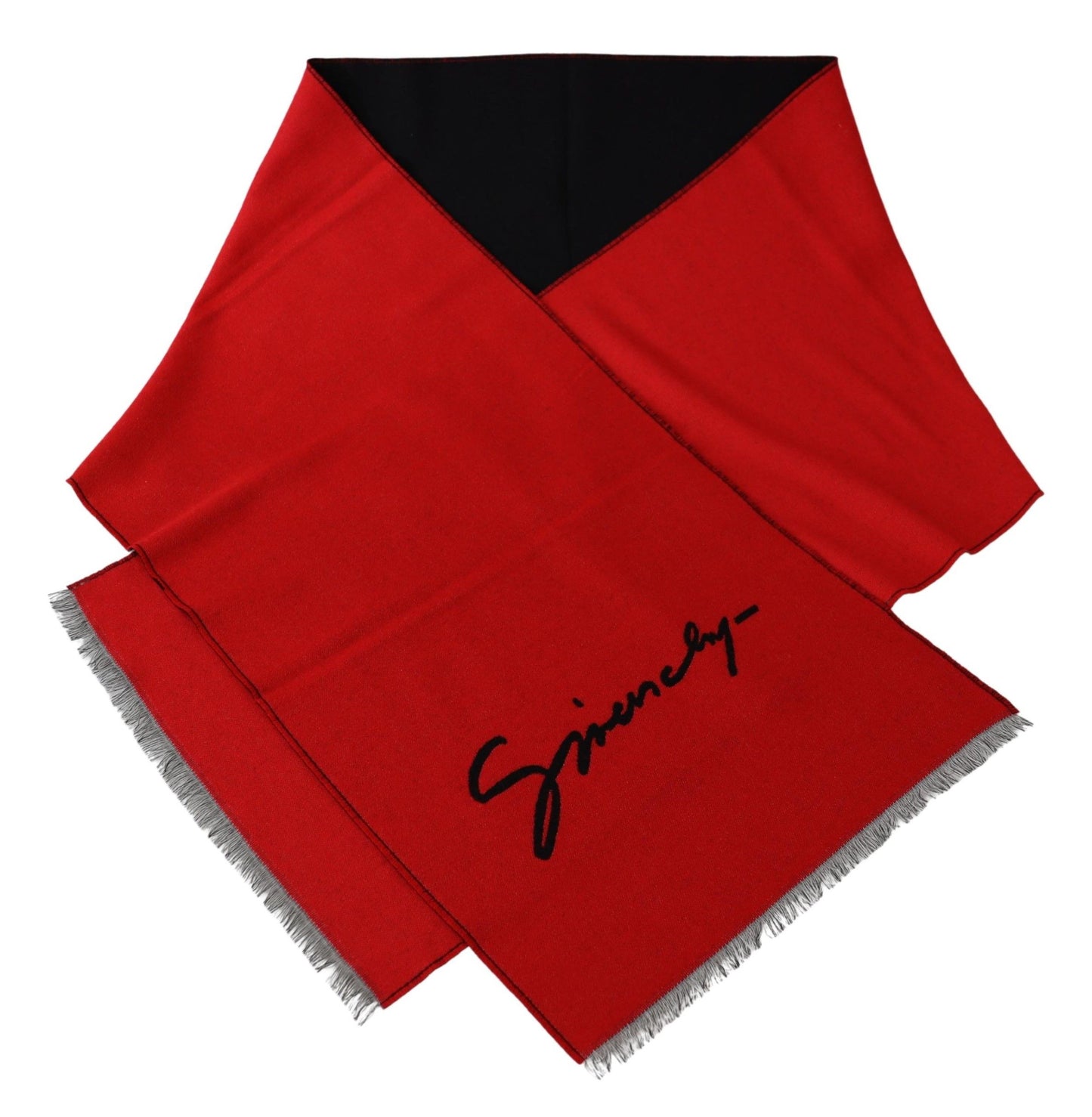 - Elegant Red Wool Blend Unisex Scarf