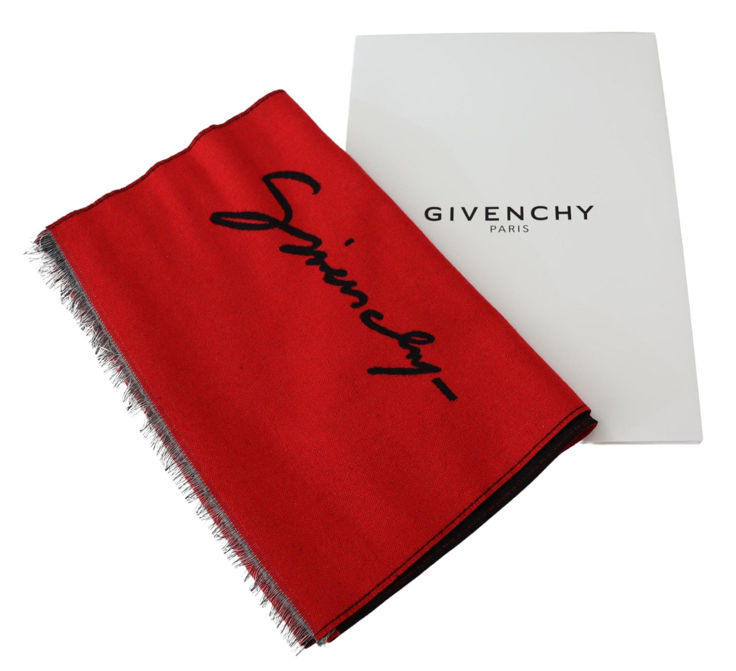 - Elegant Red Wool Blend Unisex Scarf