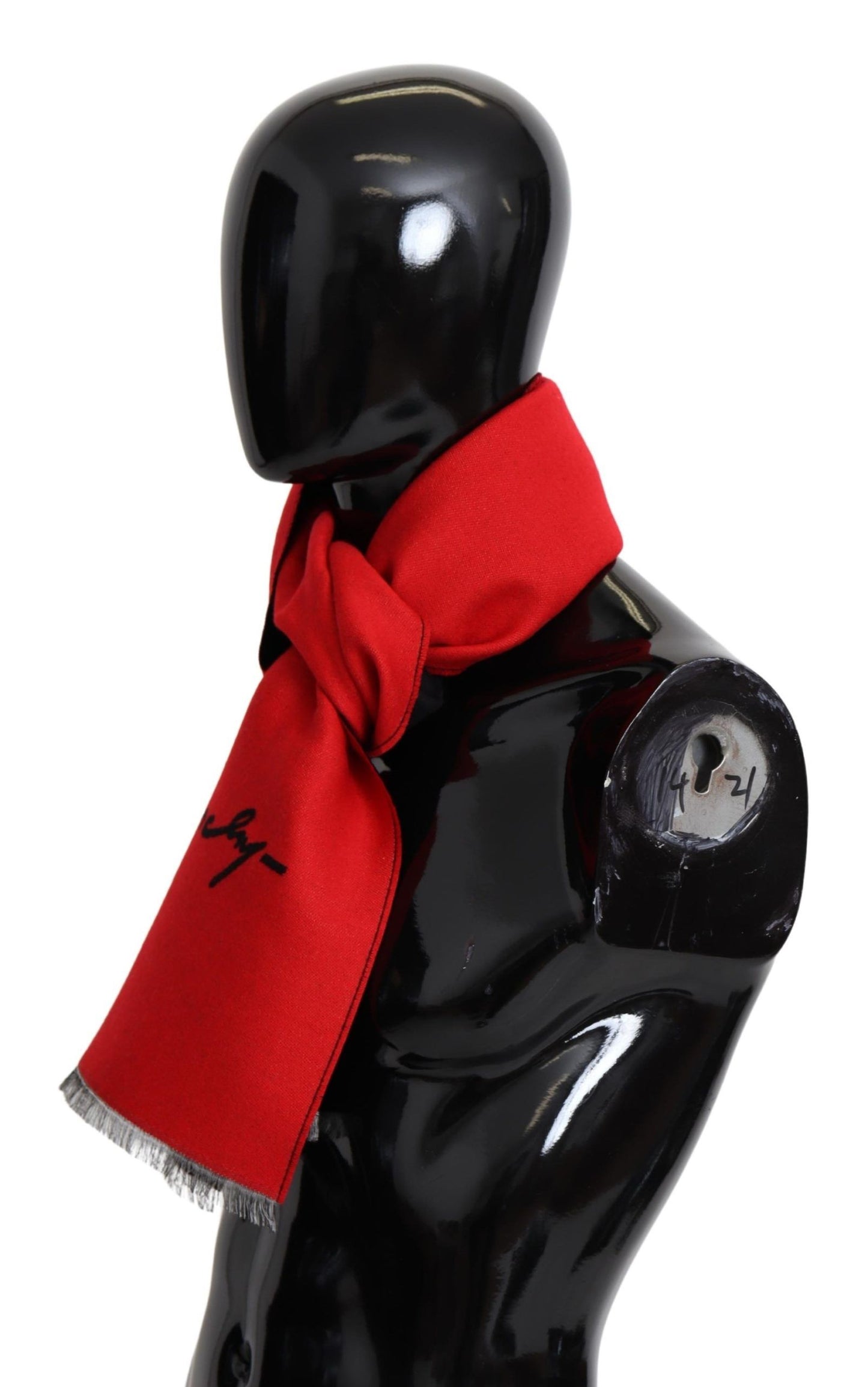 - Elegant Red Wool Blend Unisex Scarf