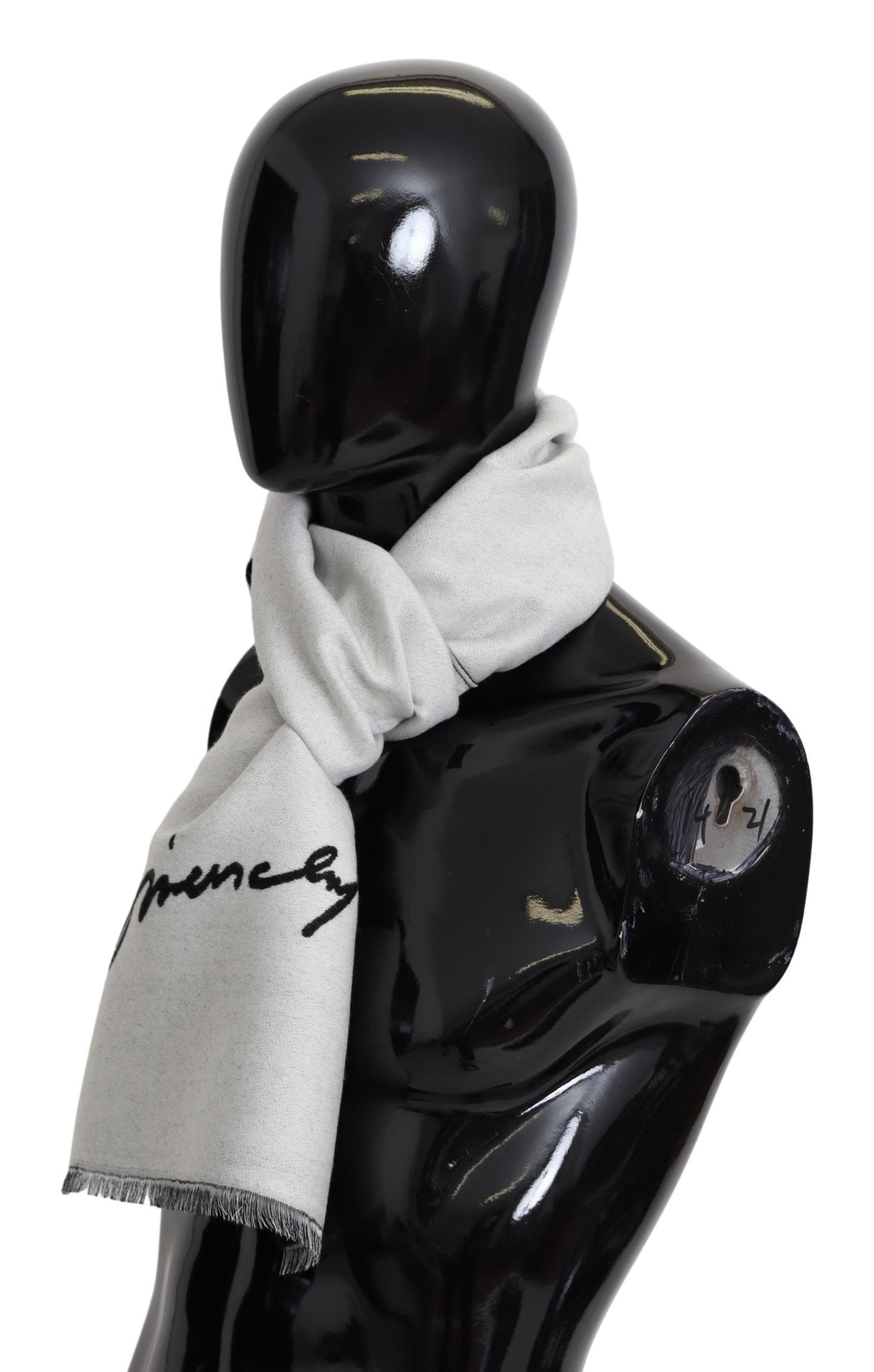 - Elegant Monochrome Wool-Silk Blend Scarf