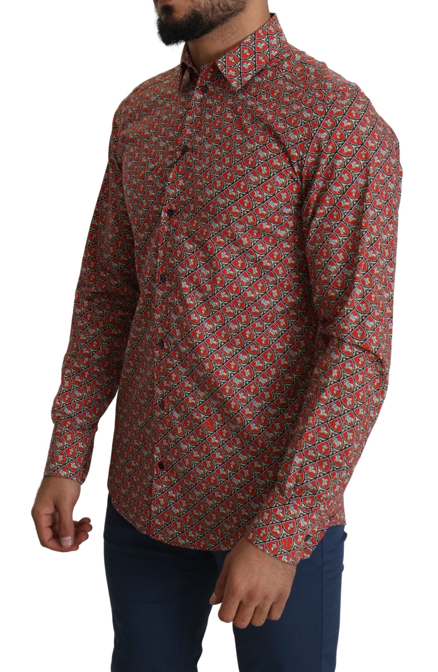 - Elegant Red Martini Fit Cotton Shirt