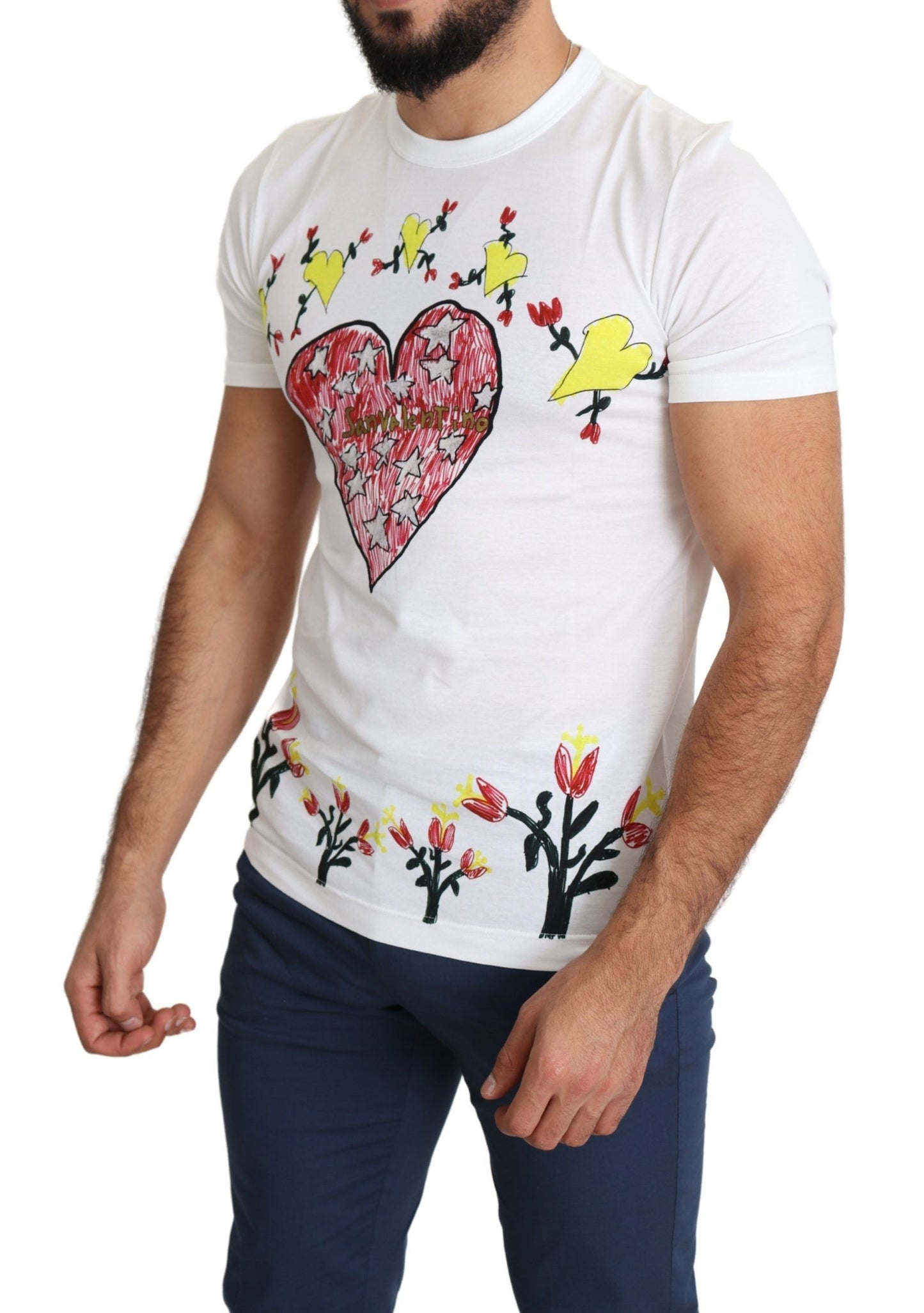 - Chic Saint Valentine Print Crew Neck T-Shirt