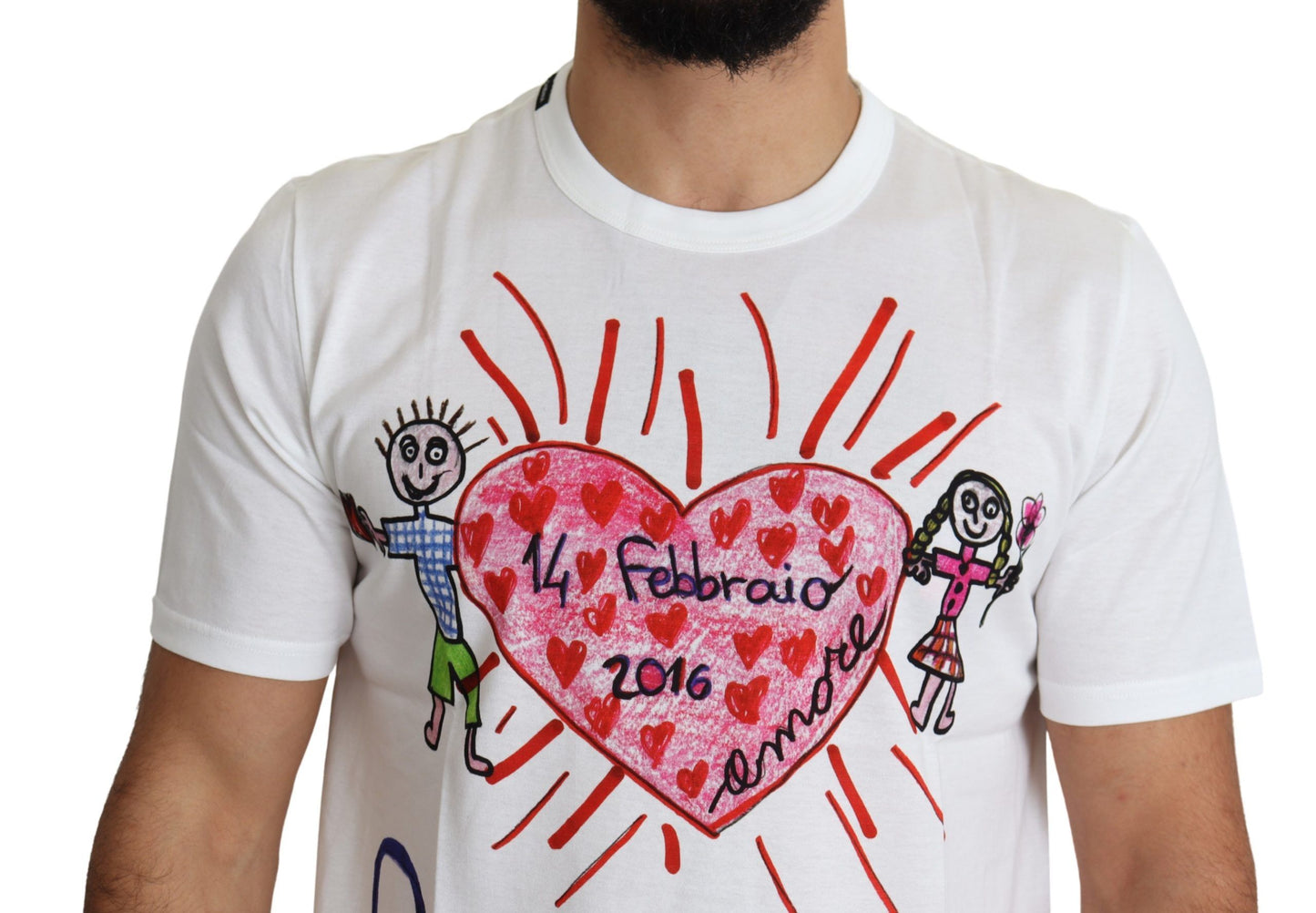 - Romantic Heart Print Crew Neck Tee