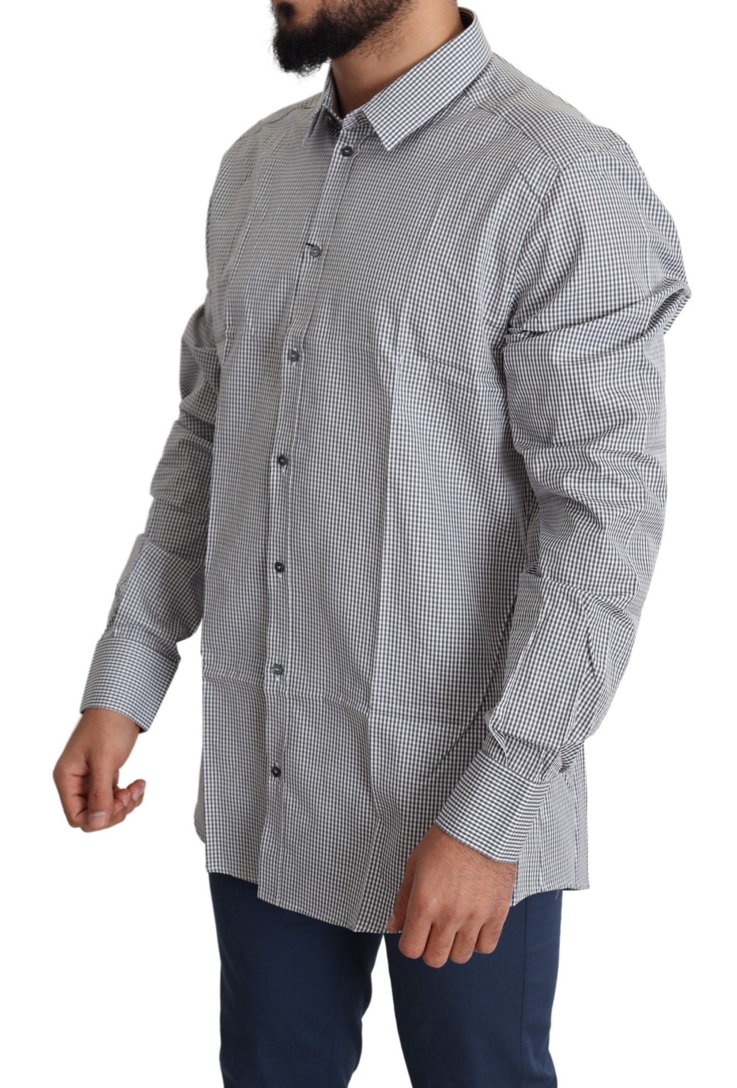 - Checkered Slim Fit Cotton Dress Shirt