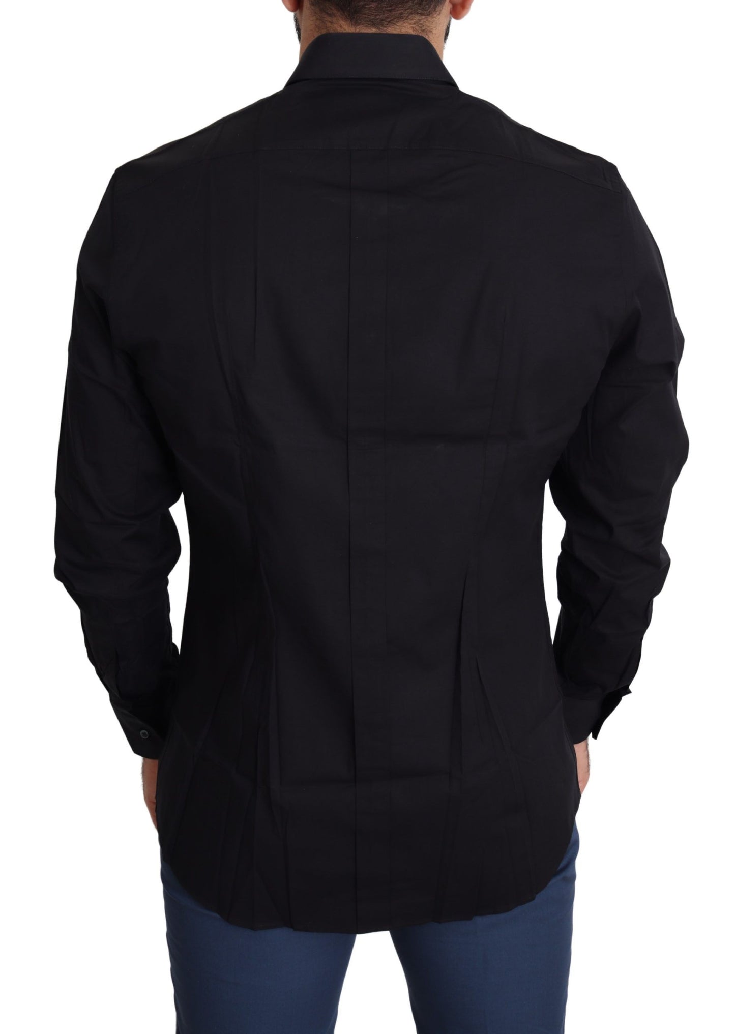 - Elegant Black Cotton Stretch Dress Shirt