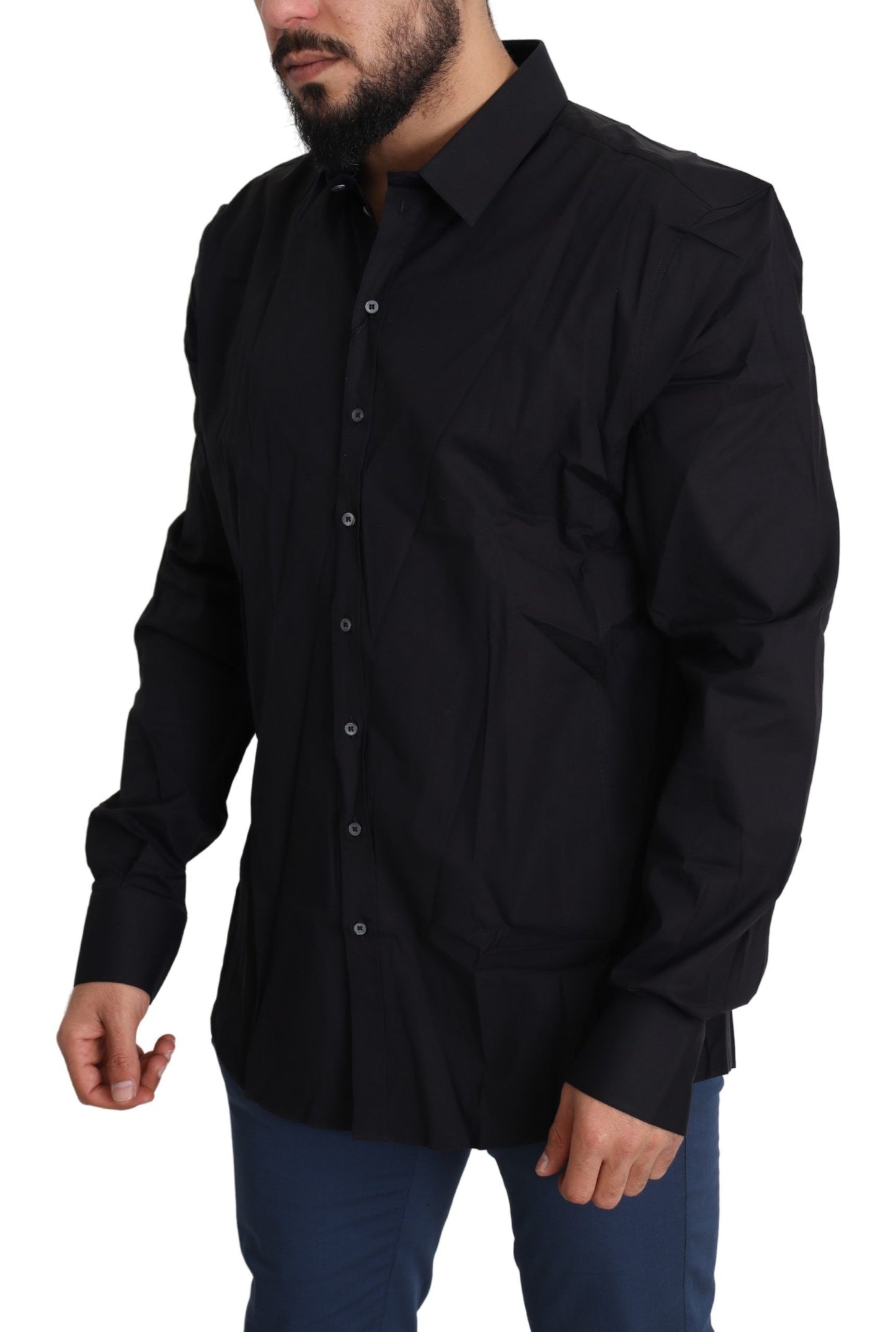 - Elegant Slim Fit Black Dress Shirt