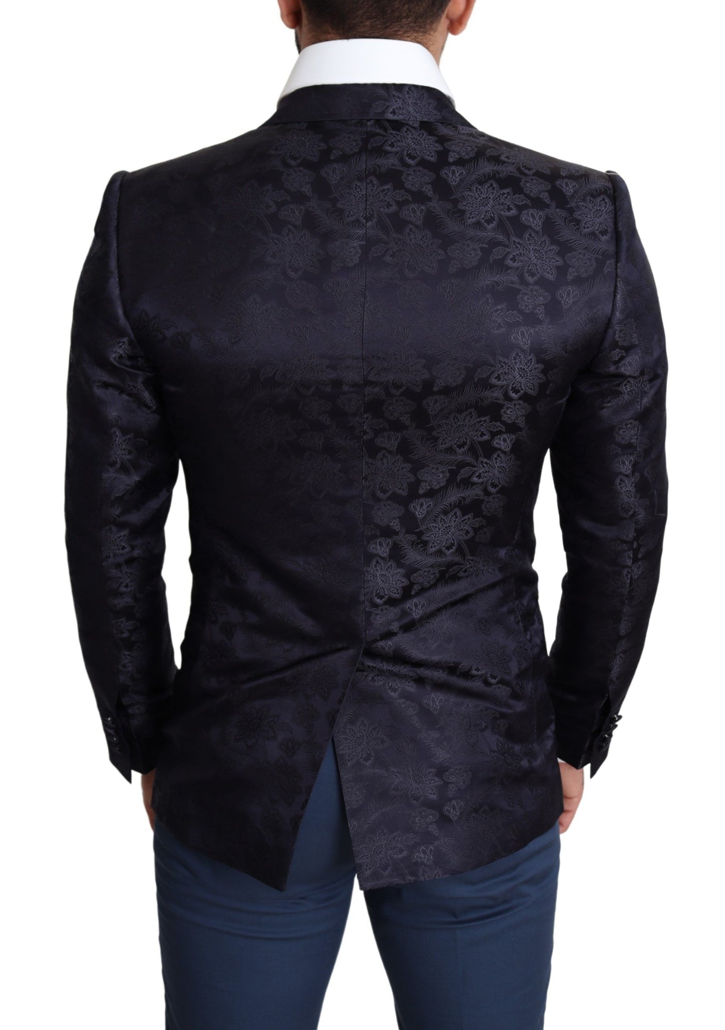 - Elegant Silk Blend Martini Blazer in Blue