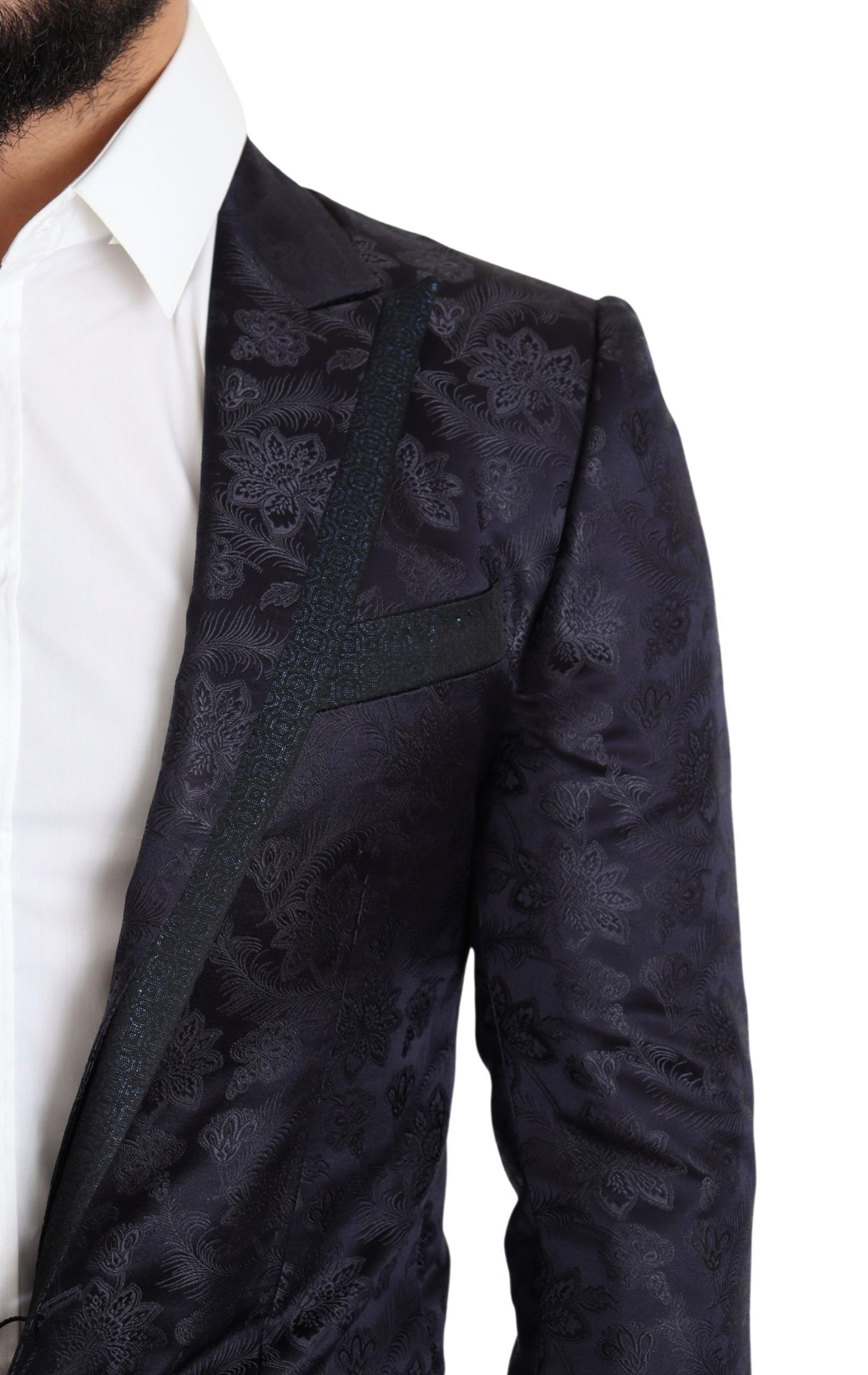 - Elegant Silk Blend Martini Blazer in Blue