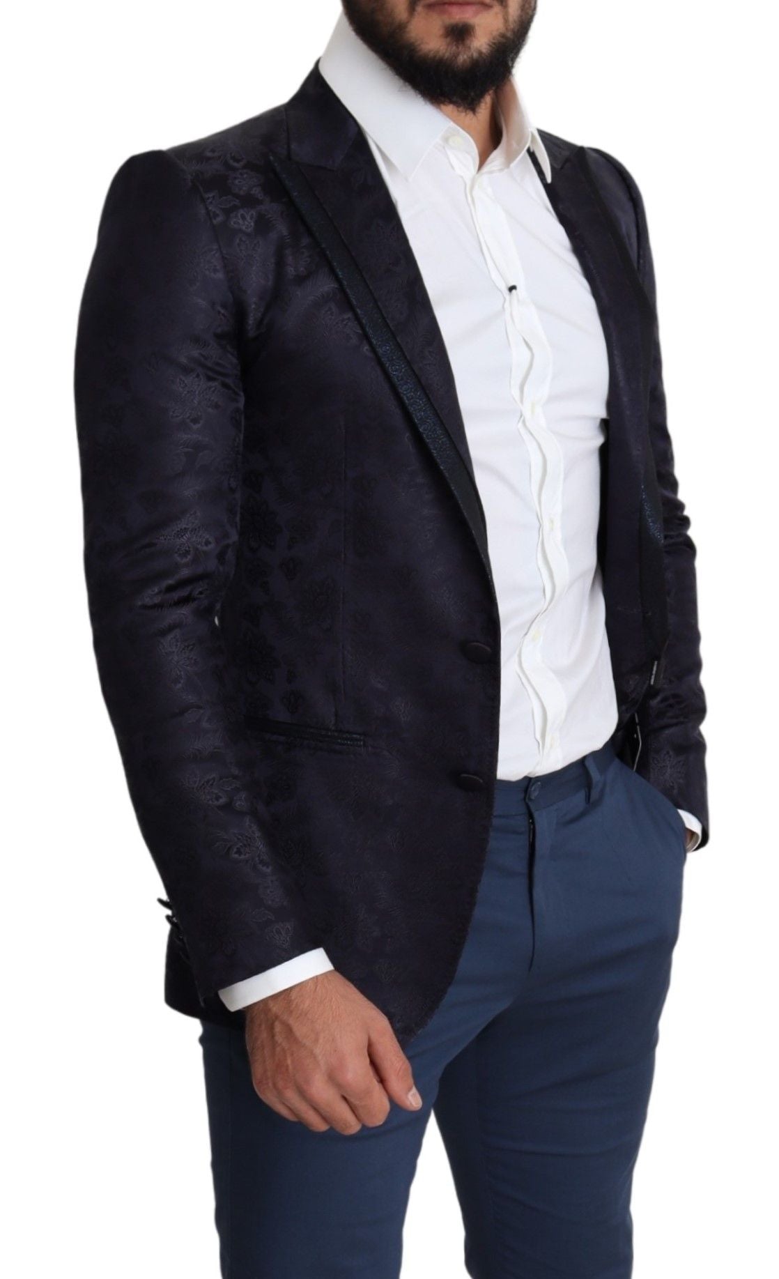 - Elegant Silk Blend Martini Blazer in Blue