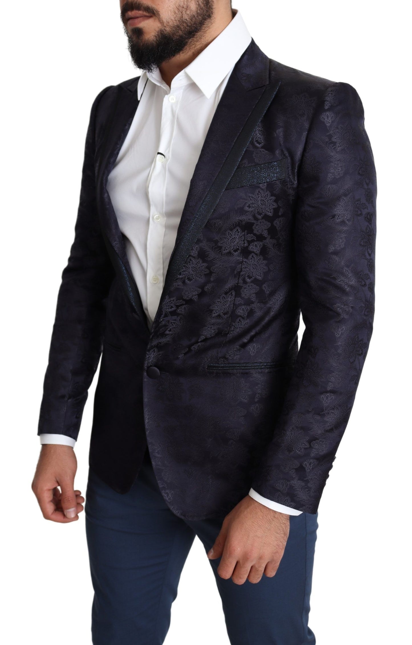 - Elegant Silk Blend Martini Blazer in Blue