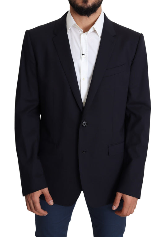 - Exquisite Black Wool Stretch Martini Blazer