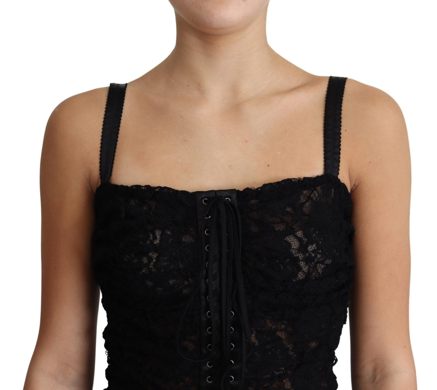 - Elegant Black Lace Bustier Mini Dress