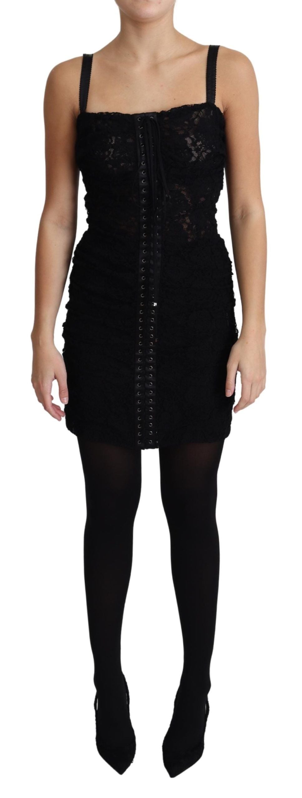 - Elegant Black Lace Bustier Mini Dress