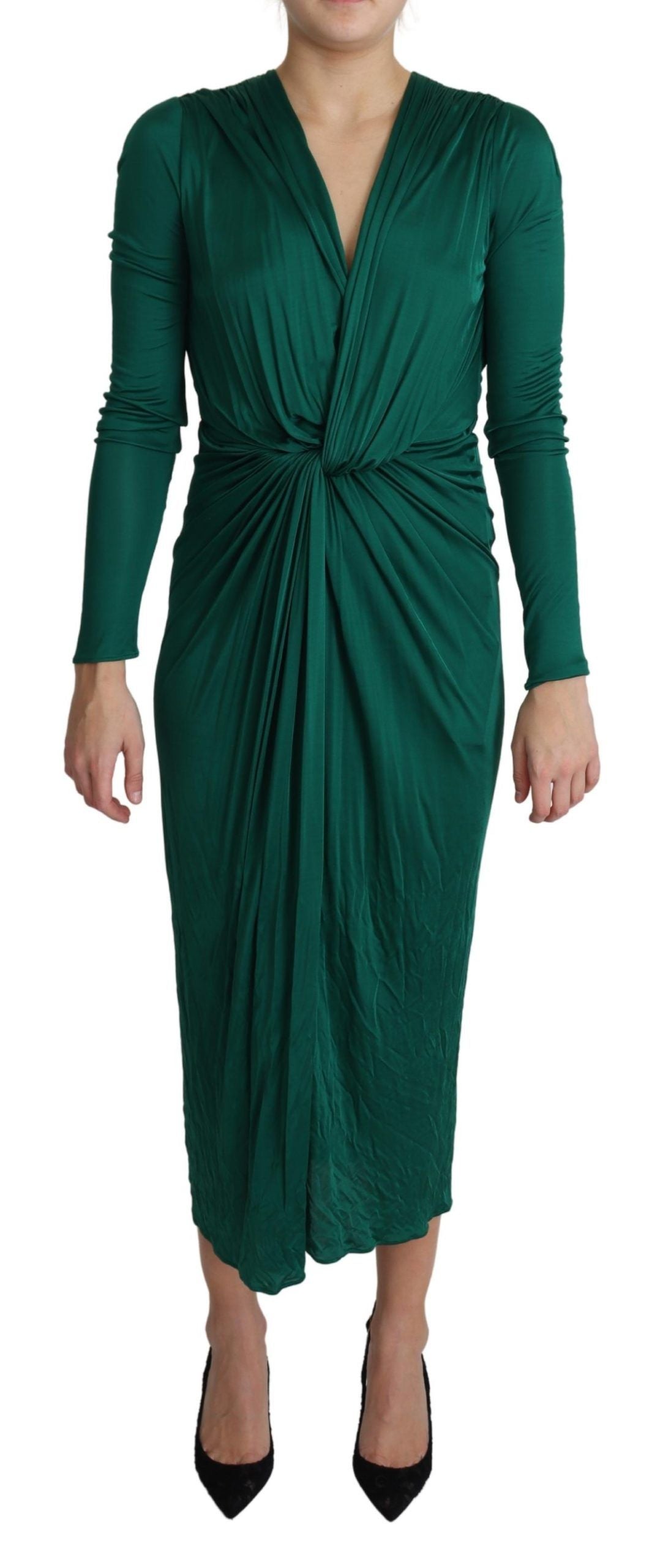 - Emerald Elegance Bodycon Midi Dress