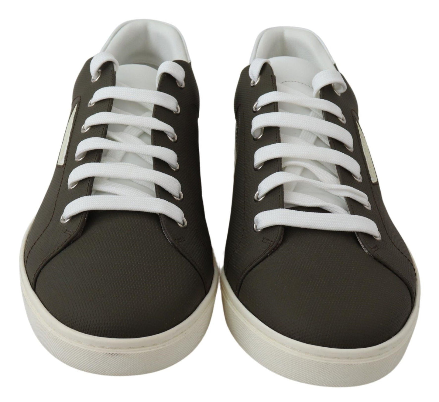 - Sleek White Leather Low Top Sneakers
