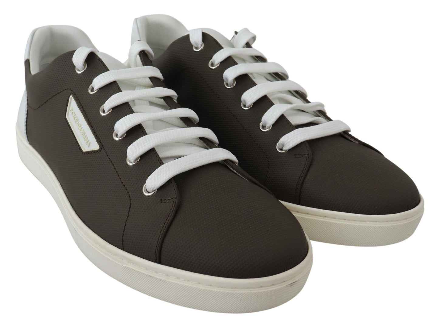 - Sleek White Leather Low Top Sneakers