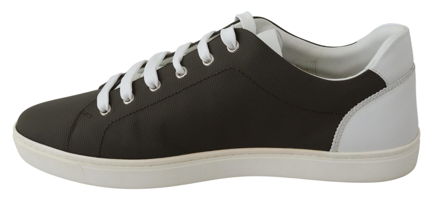 - Sleek White Leather Low Top Sneakers