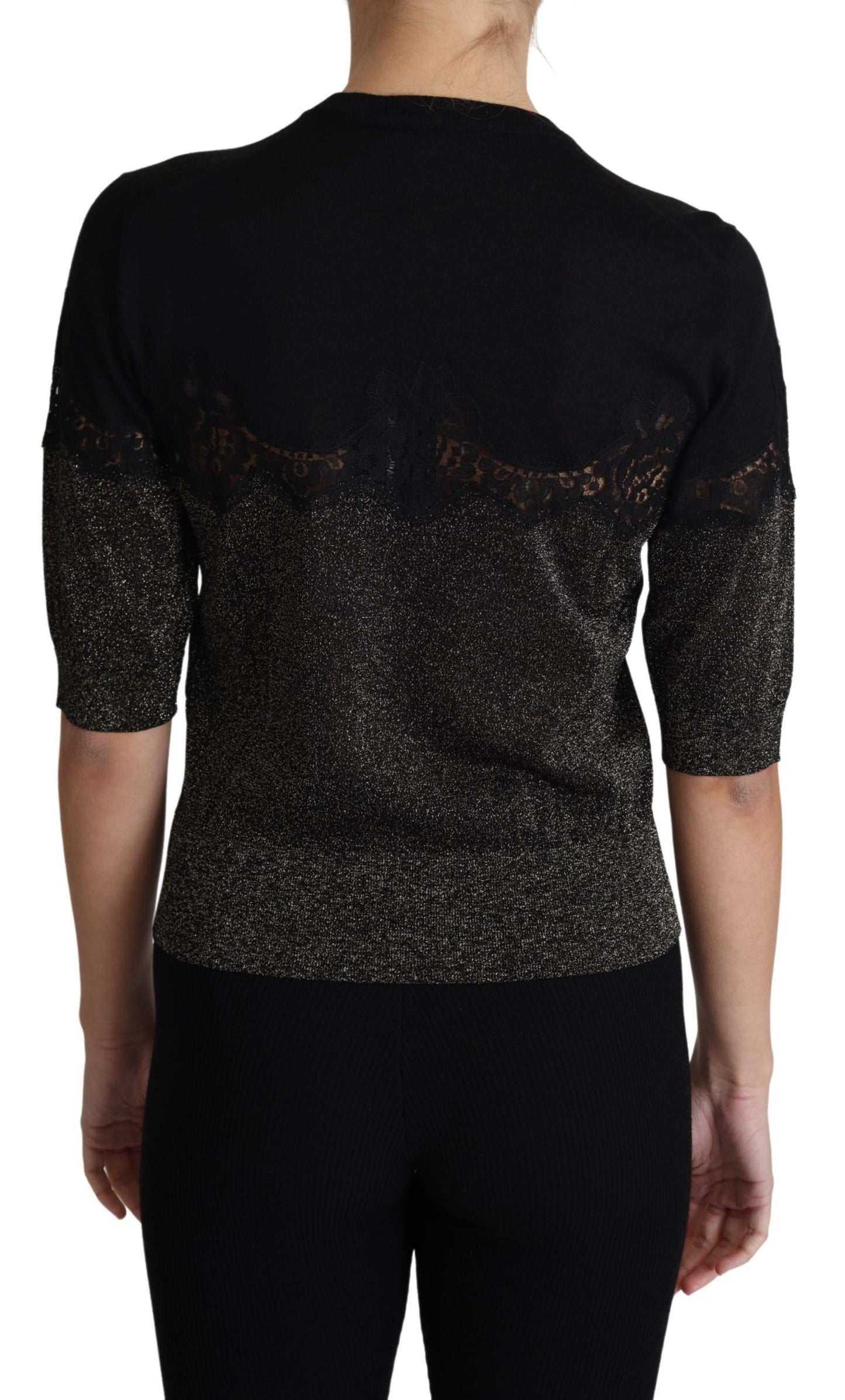 - Elegant Lurex Threaded Jersey Lace Blouse