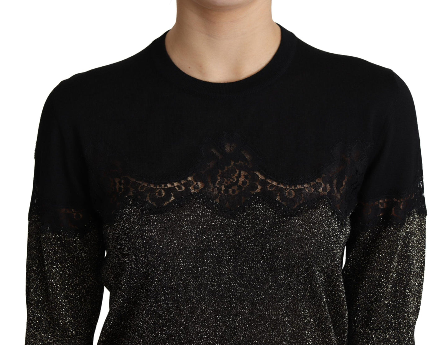 - Elegant Lurex Threaded Jersey Lace Blouse