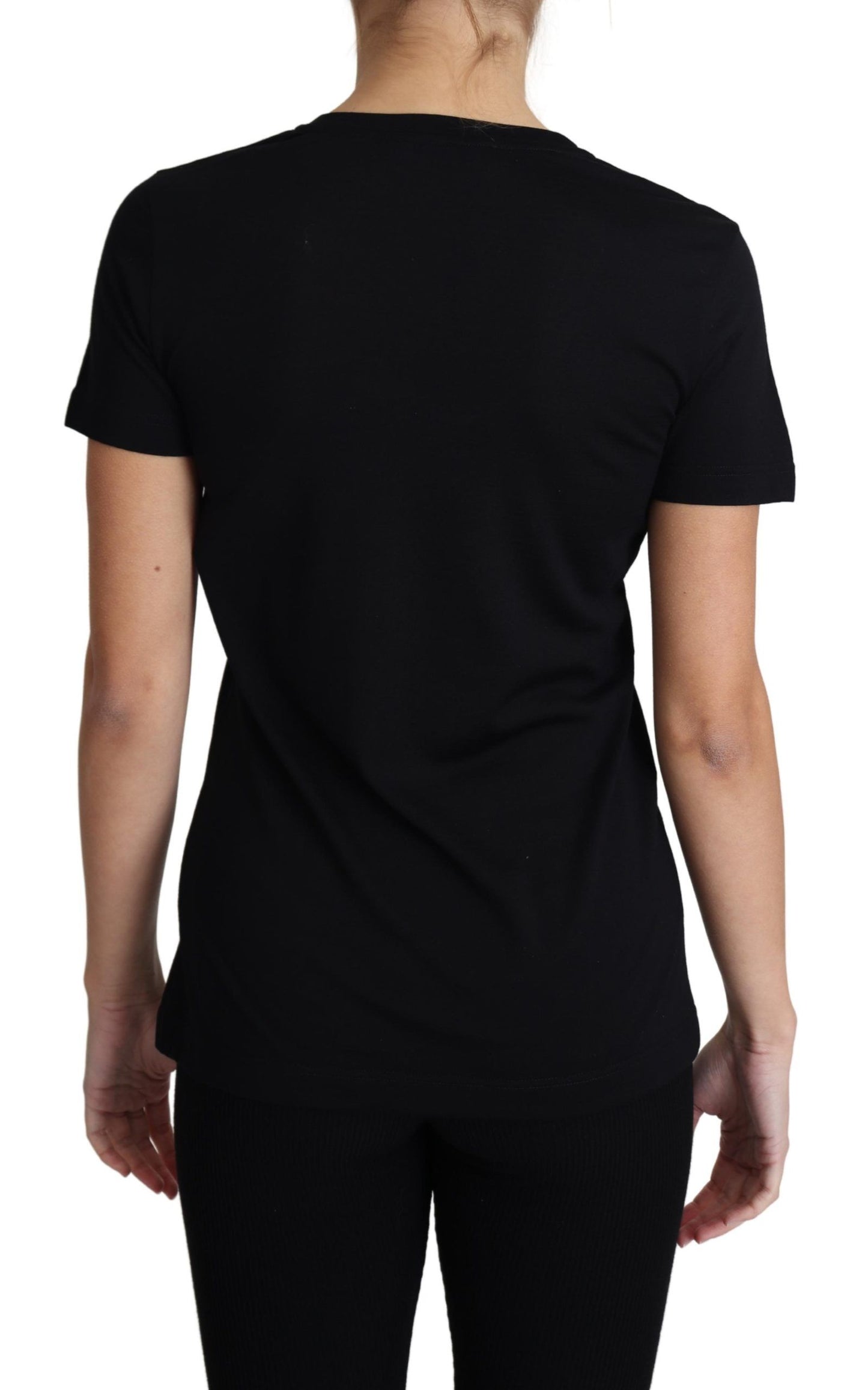 - Elegant Black Wool Round Neck T-Shirt