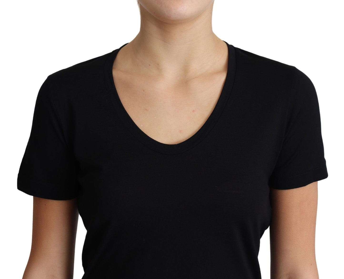 - Elegant Black Wool Round Neck T-Shirt