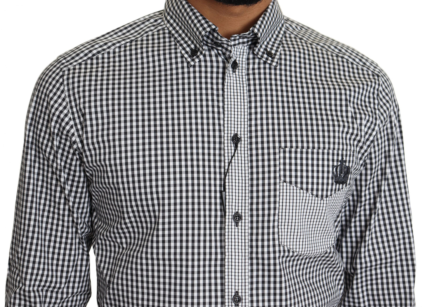 - Elegant Black & White Checkered Gold Casual Shirt