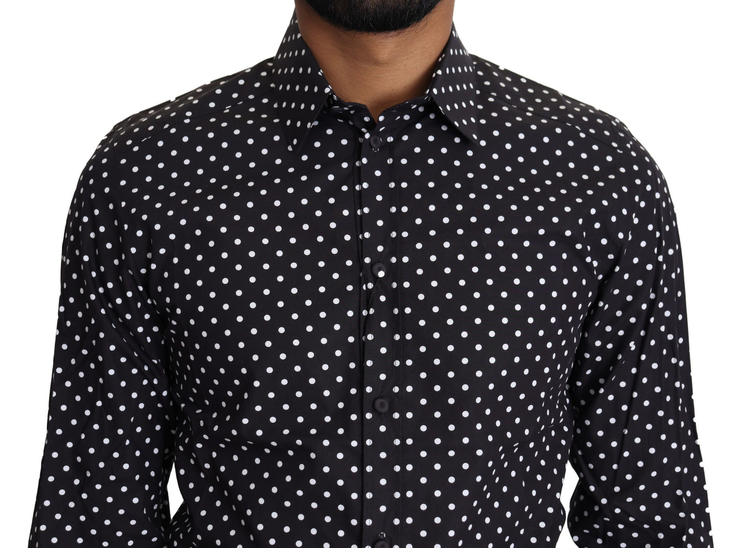 - Elegant Polka Dot Men's Long Sleeve Shirt