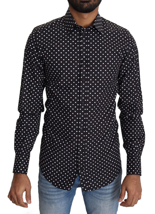 - Elegant Polka Dot Men's Long Sleeve Shirt