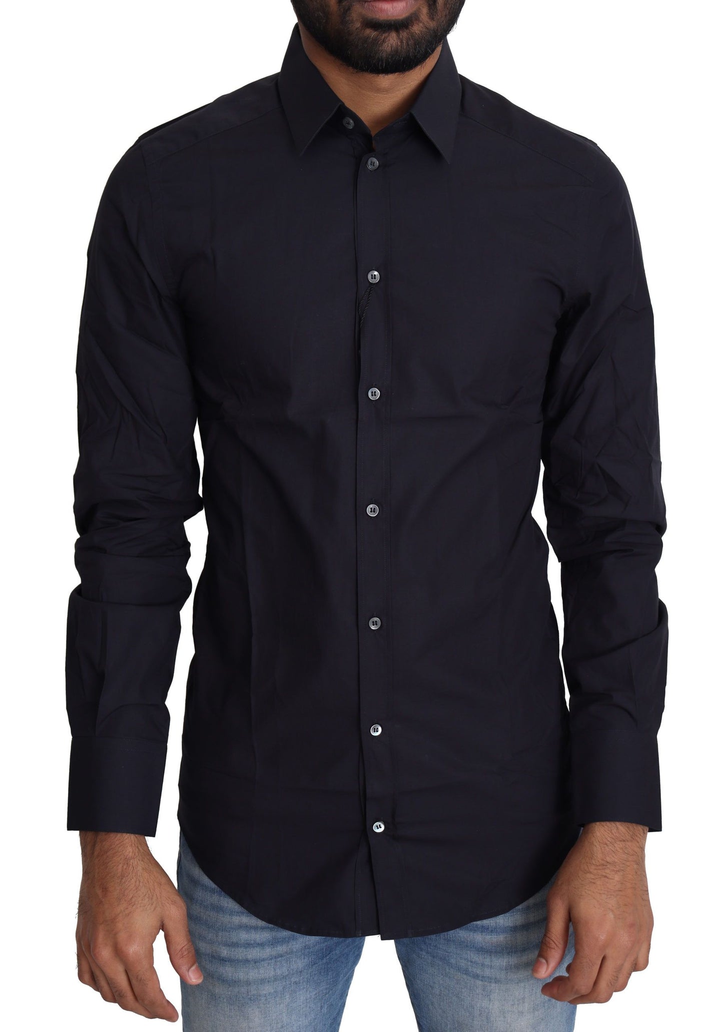 - Navy Blue Slim Fit Gold Series Dress Shirt