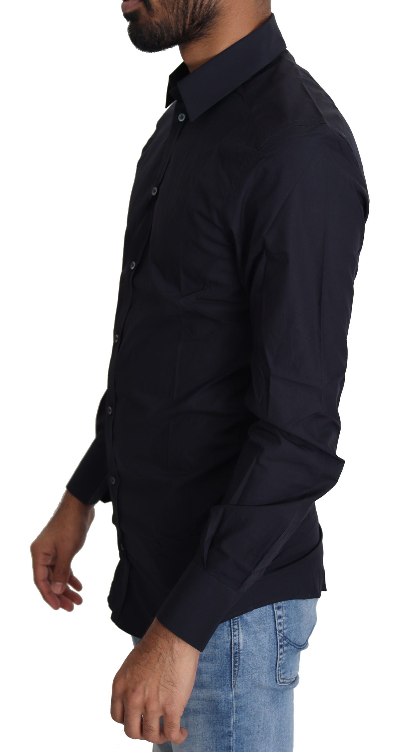 - Navy Blue Slim Fit Gold Series Dress Shirt