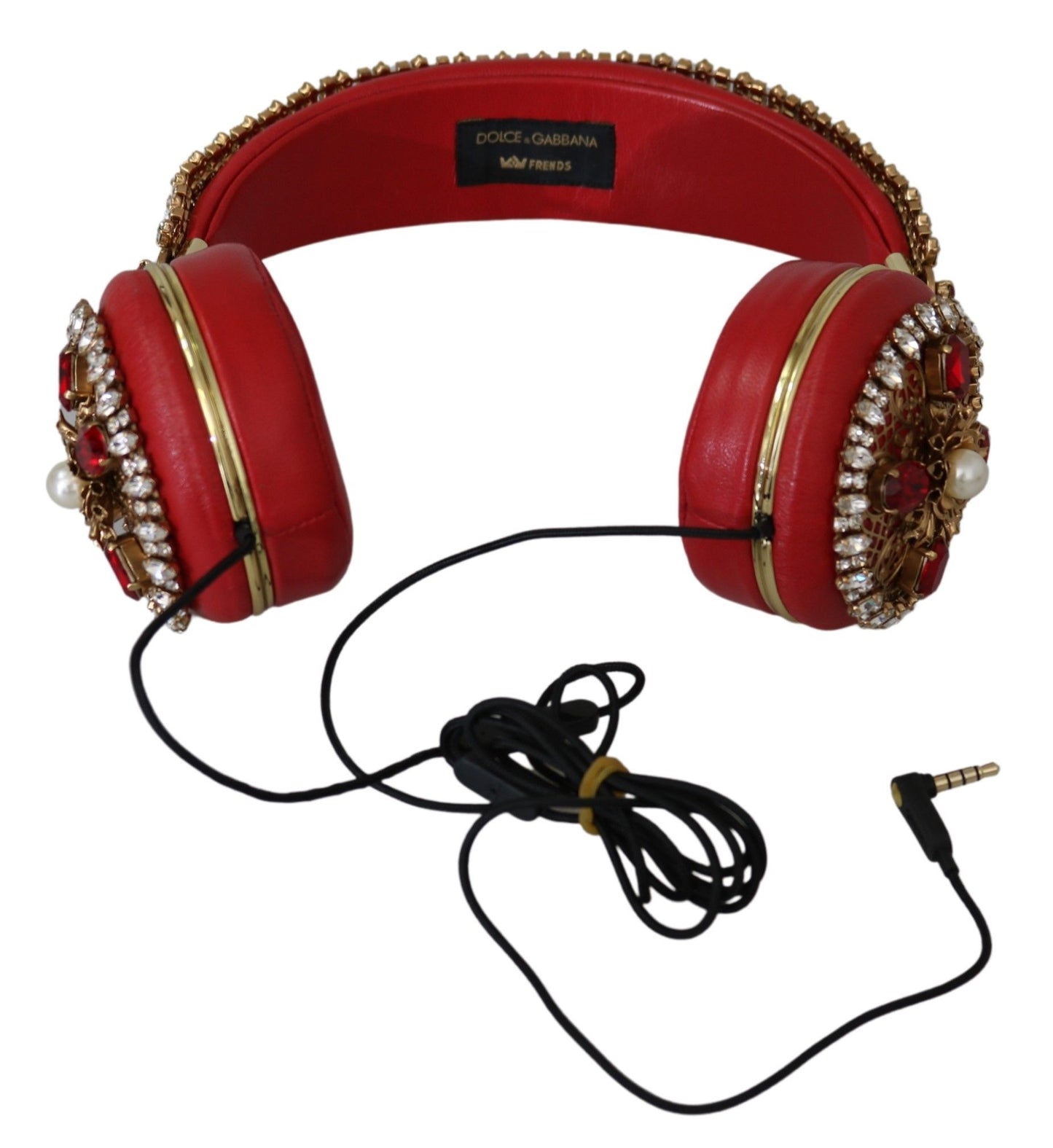 - Exquisite Red Crystal Leather Headphones