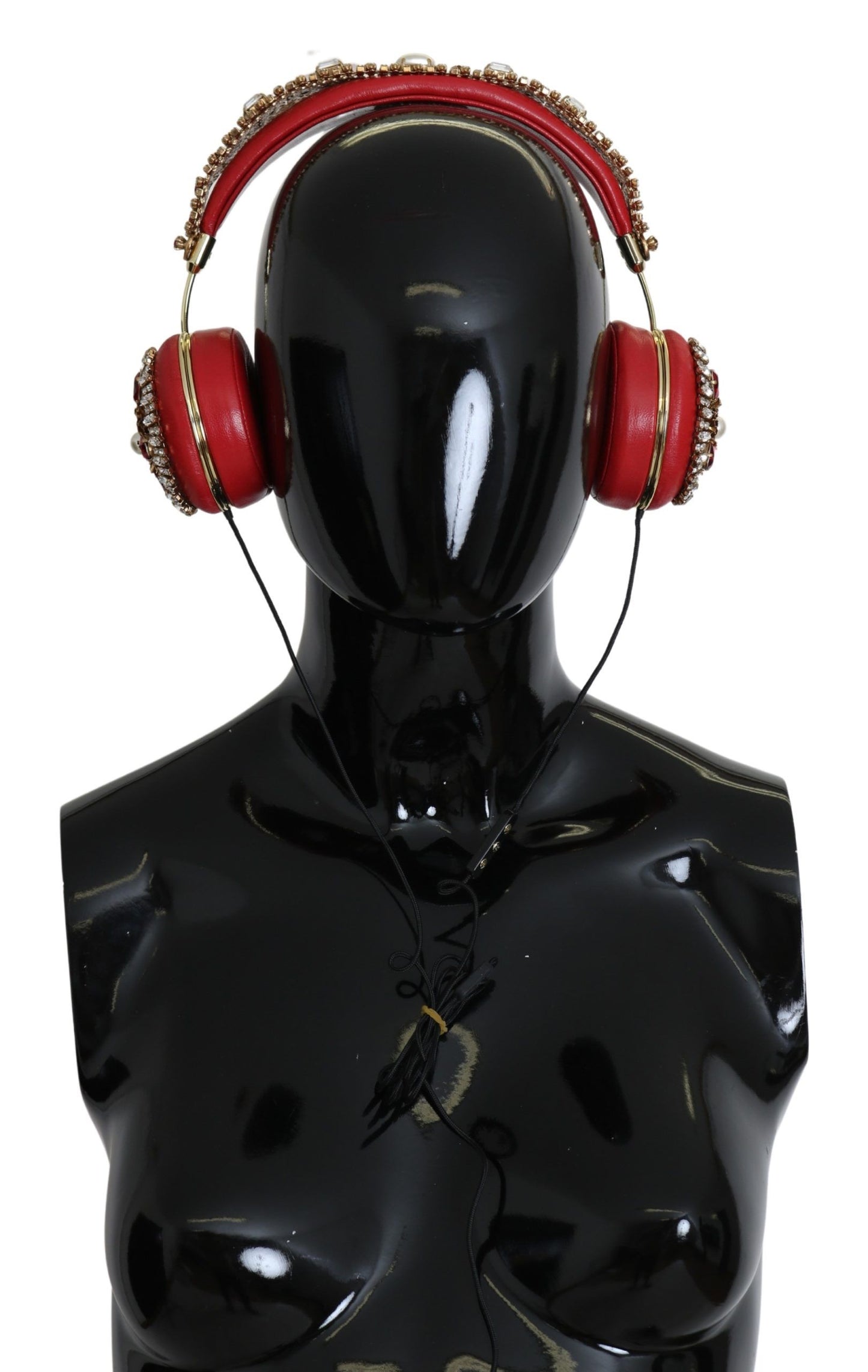 - Exquisite Red Crystal Leather Headphones