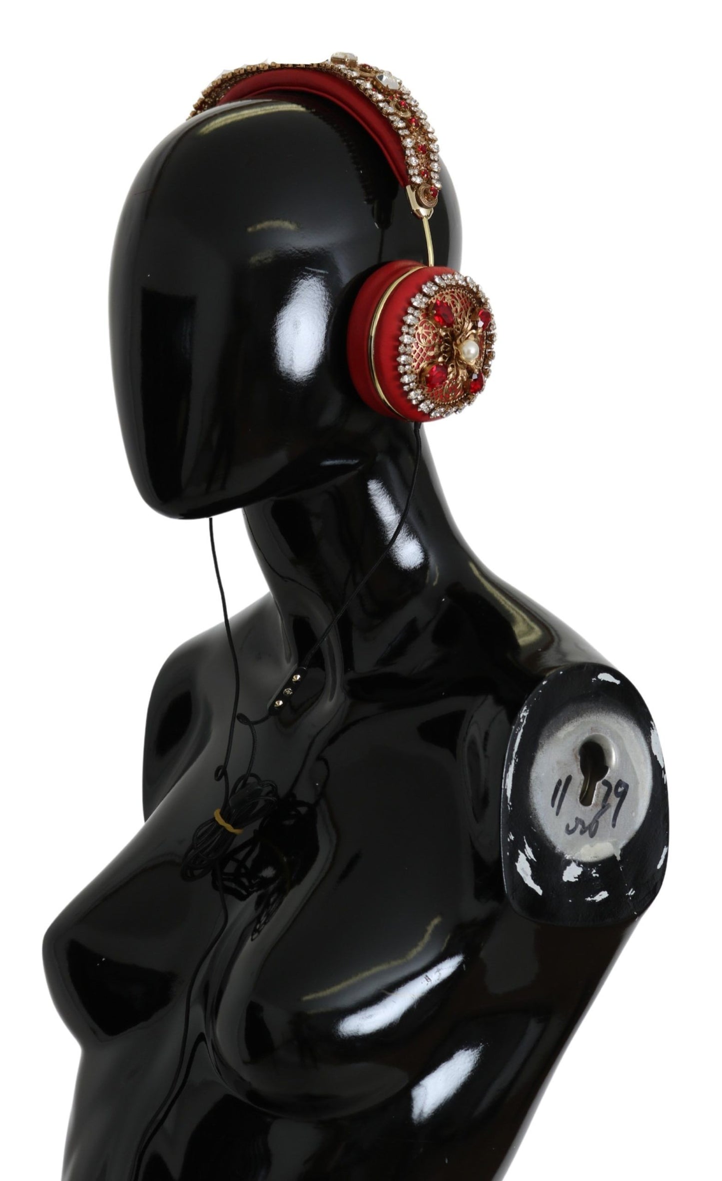 - Exquisite Red Crystal Leather Headphones