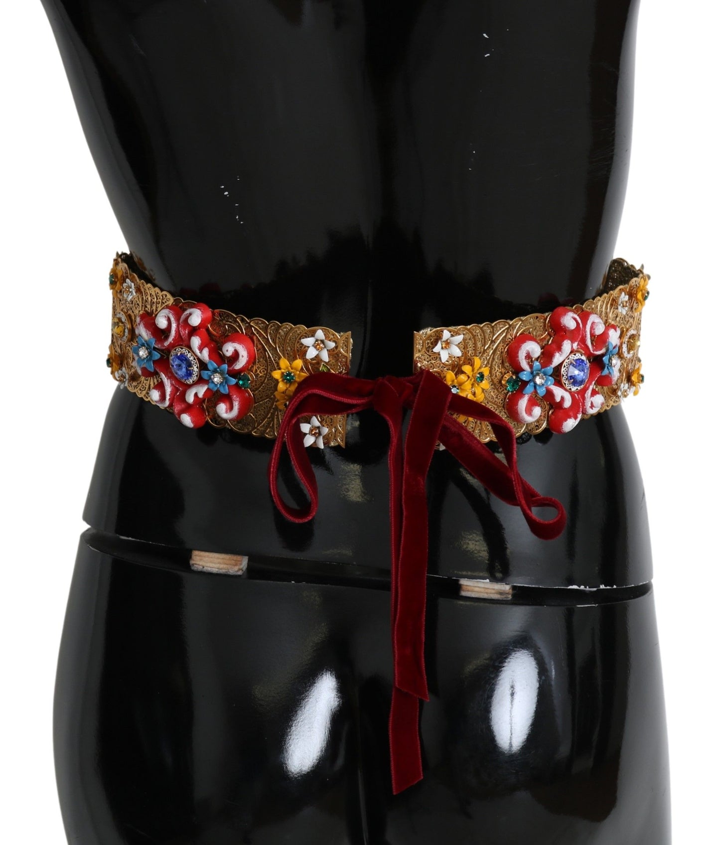 - Gold-Tone Floral Crystal Waist Belt