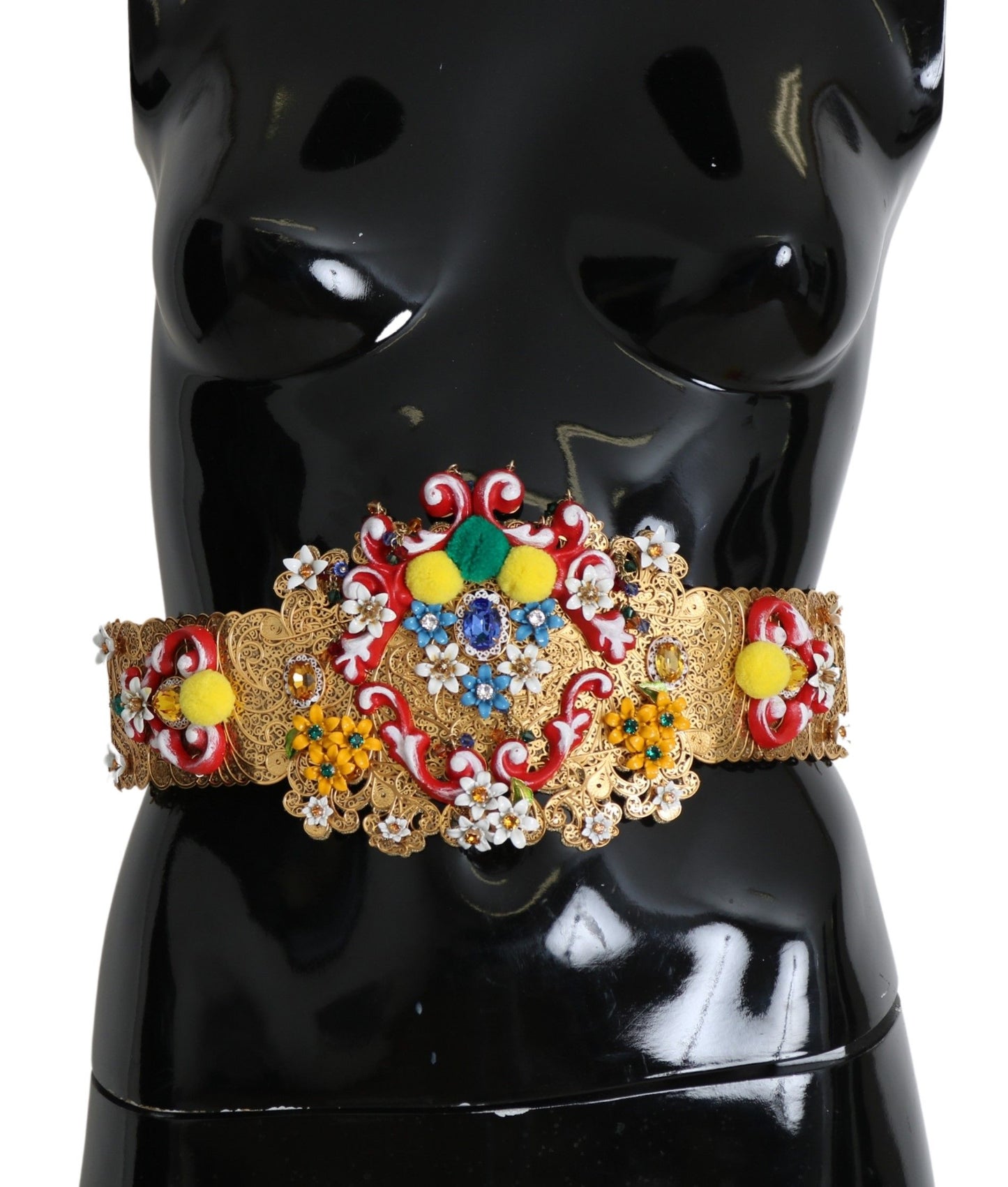 - Gold-Tone Floral Crystal Waist Belt