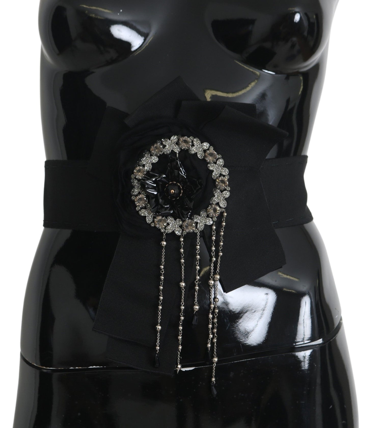 - Elegant Black Crystal Waist Belt