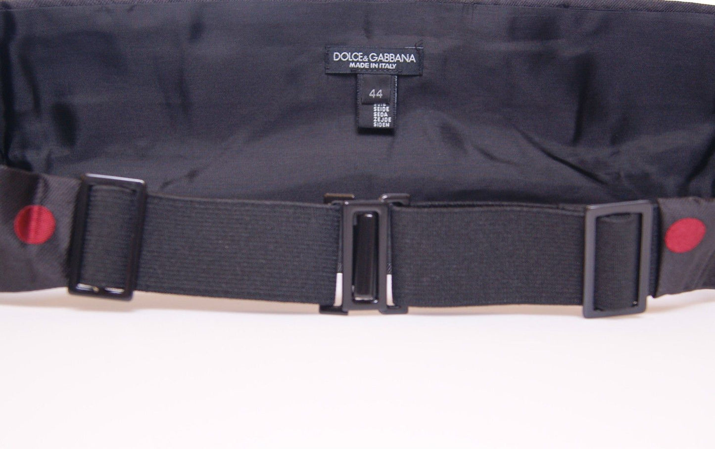 - Exquisite Black Silk Cummerbund with Red Polka Dots