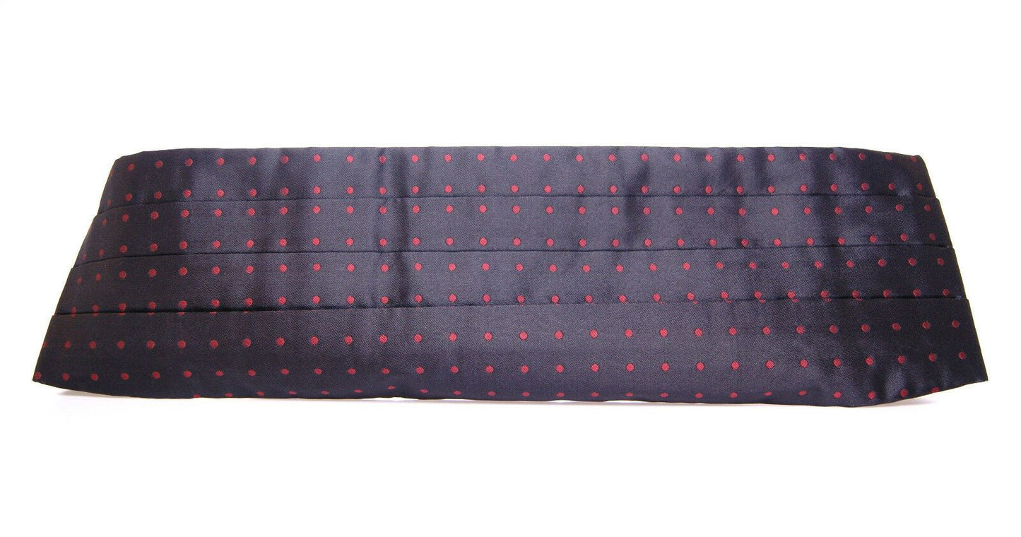 - Elegant Silk Black Cummerbund with Red Polka Dots