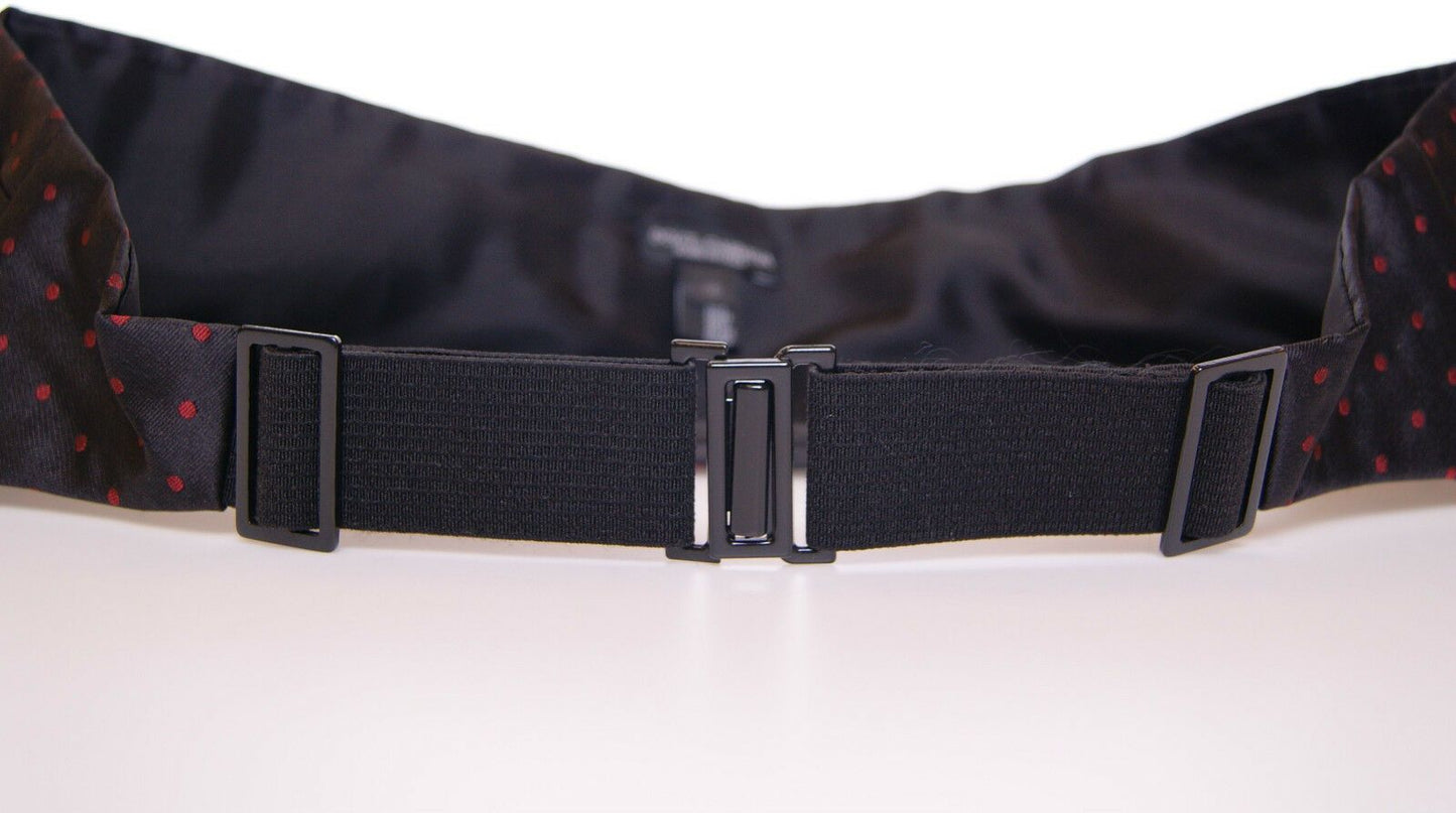 - Elegant Silk Black Cummerbund with Red Polka Dots
