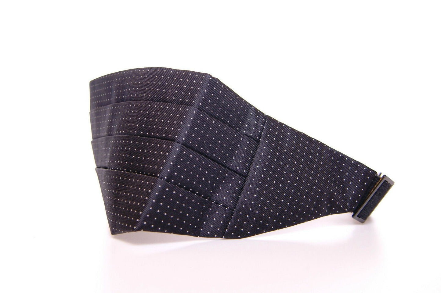 - Elegant Black Silk Cummerbund with Polka Dots